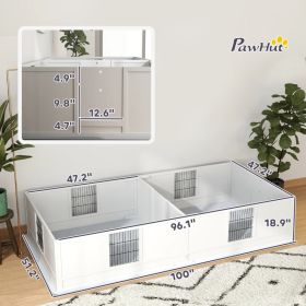 PawHut Two Rooms Design Dog Whelping Box With Washable Pee Pad, Adjustable Door, For Large Breed Dogs (Option: White)