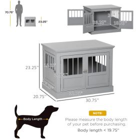 PawHut Wooden Dog Crate End Table, Dog Crate Furniture With Triple Doors, Puppy Crate For Small Dogs Indoor Use, Dark Gray (Option: Dark Gray)